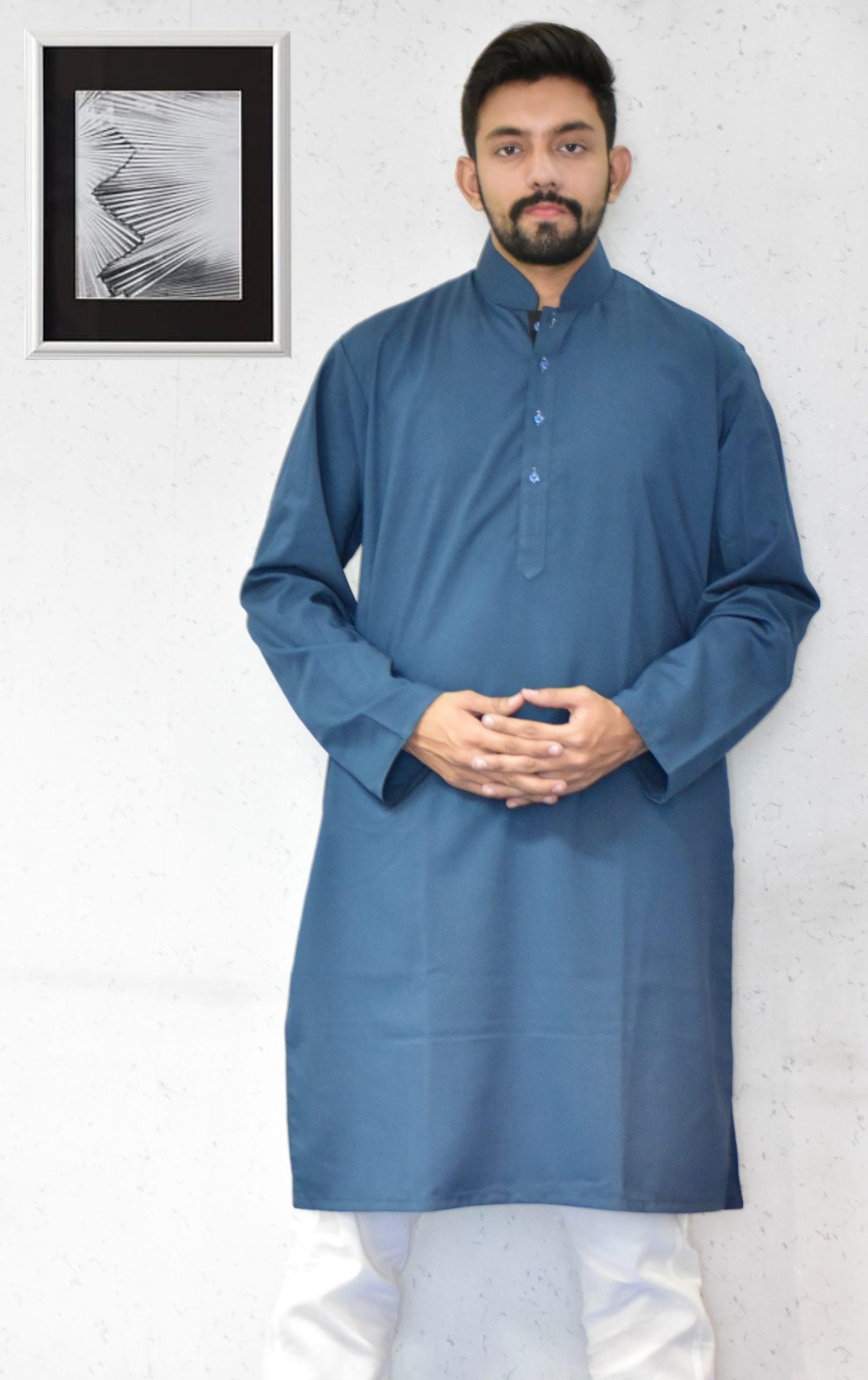 Men Blue Color Kurta Pajama