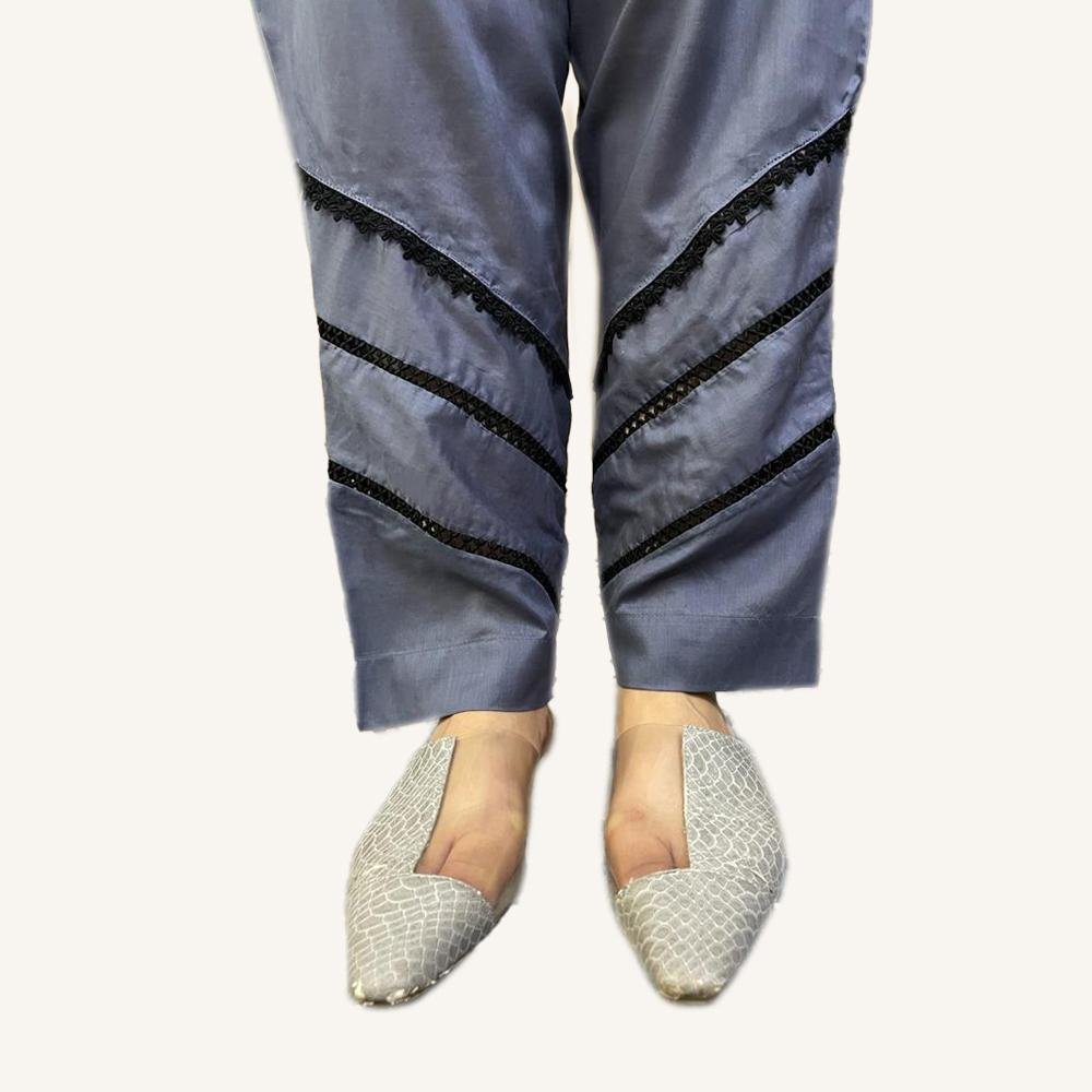 Greyish Blue Design Women's Trouser