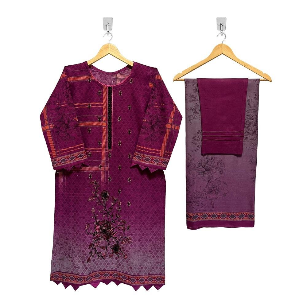 Dark Fuchsia Color Wholesale Stitched Dhanak Suits