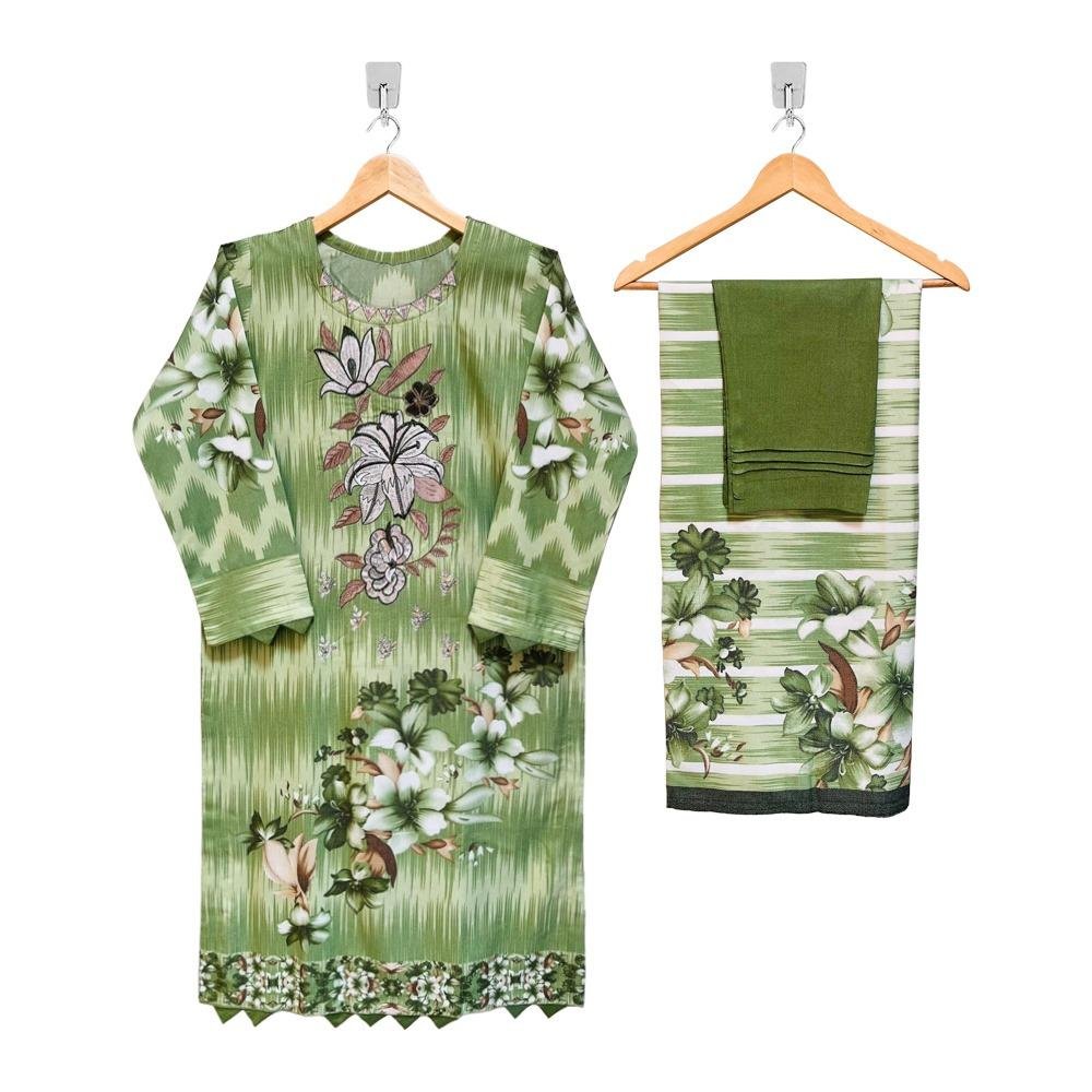 Flat Green Color Wholesale Stitched Dhanak Suits