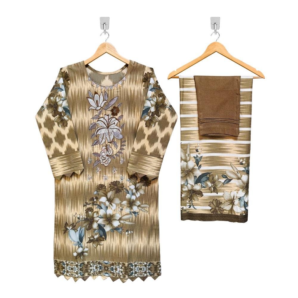 Khaki Color Wholesale Stitched Dhanak Suits