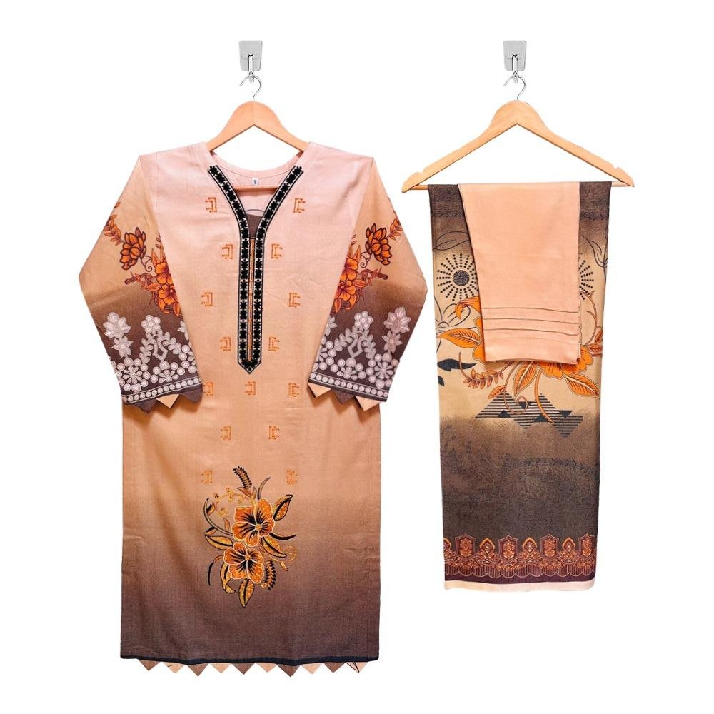 Light Peach Color Wholesale Stitched Dhanak Suits