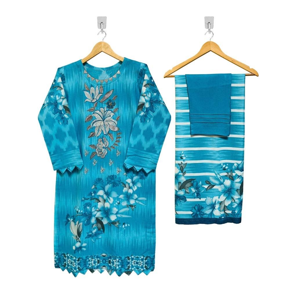 Peacock Blue Color Wholesale Stitched Dhanak Suits