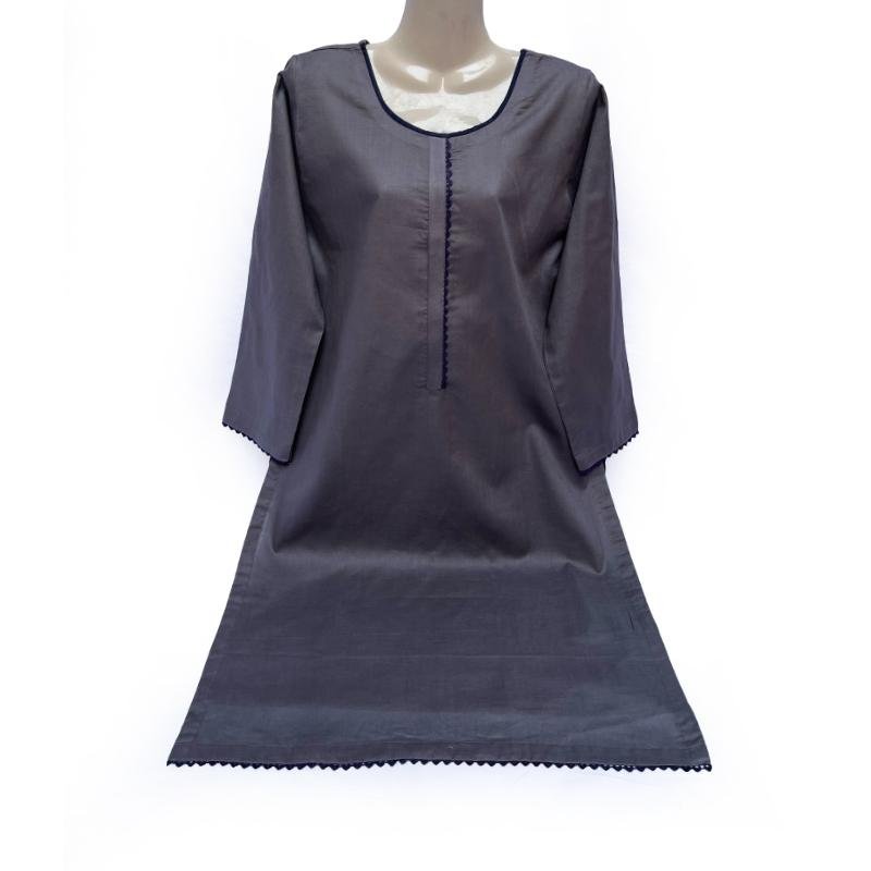Charcoal Grey Solid Designer Stitch Kurti