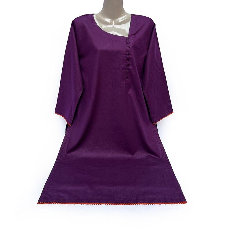 Deep Purple Solid Designer Stitch Kurti