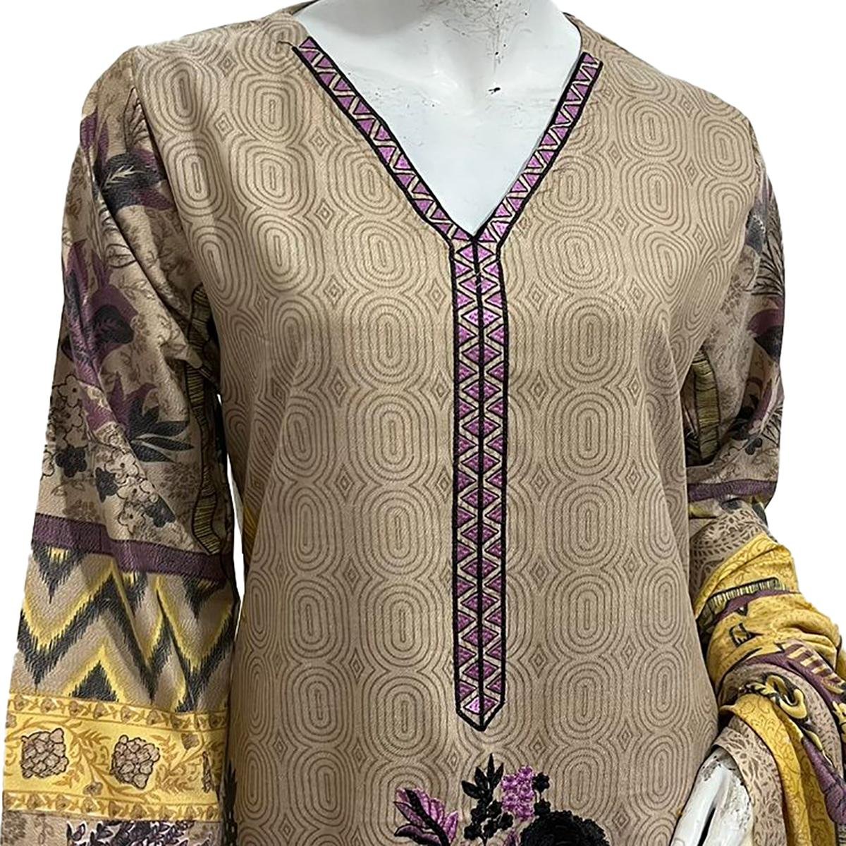 Mashroom 3 piece dhanak suits