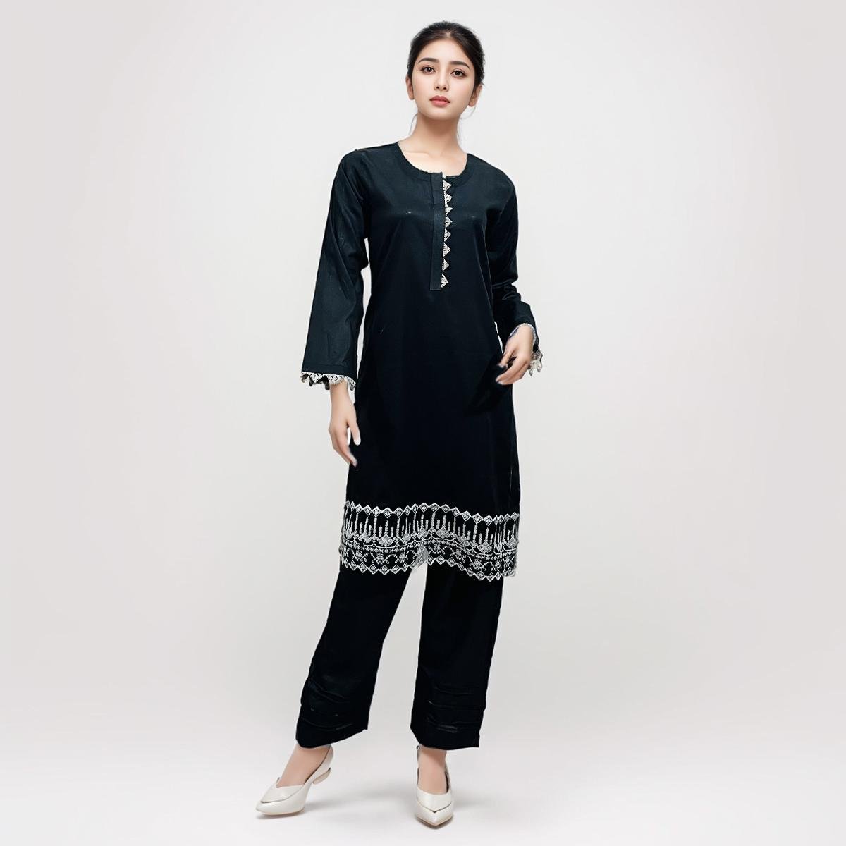 Black embroidered co ord sets pakistan