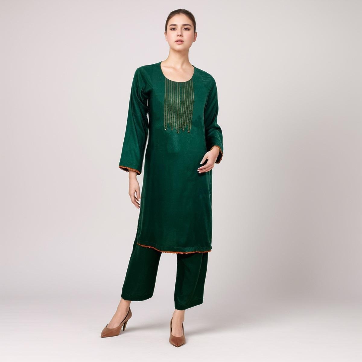 Bottle Green Colour Kurti For Women