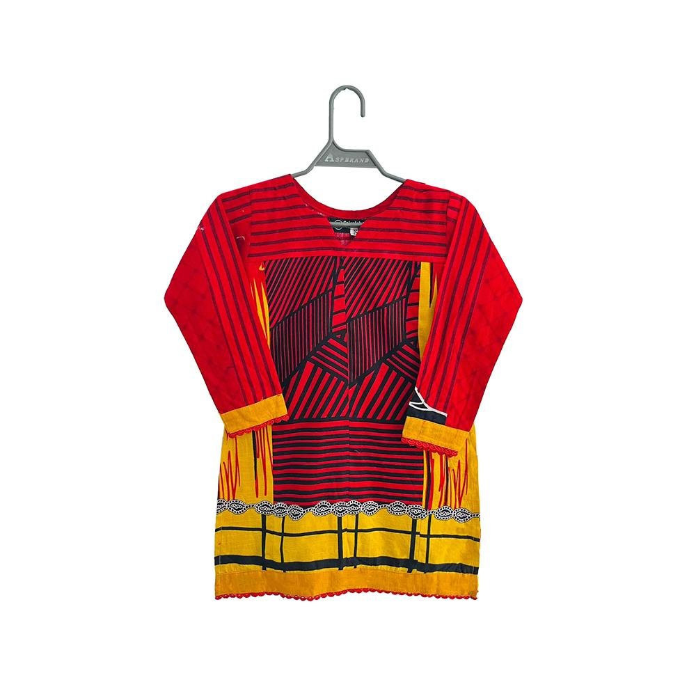 Bright Red Color Ready to Wear Girl Dress