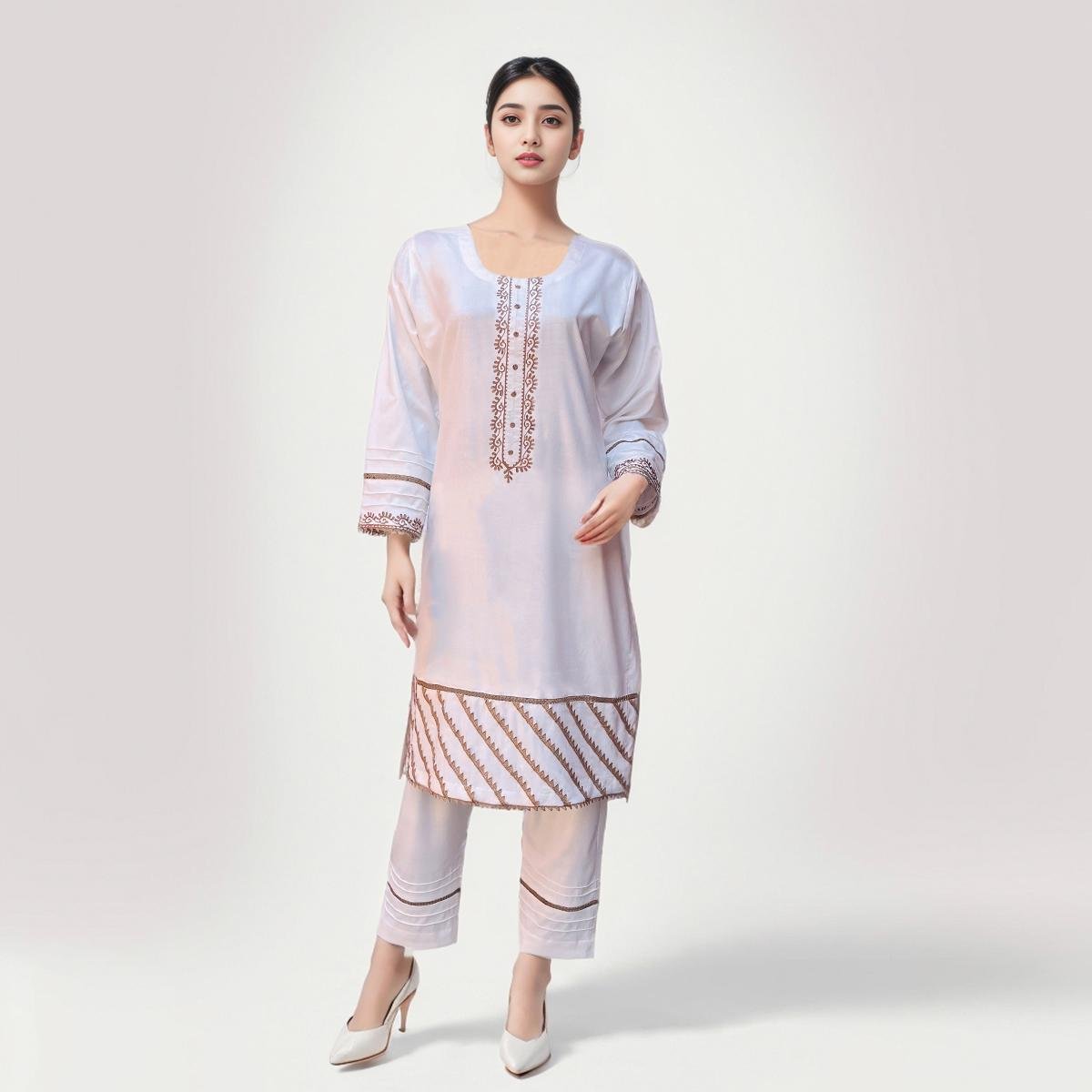 Women’s Crisp White Colour Kurti Design