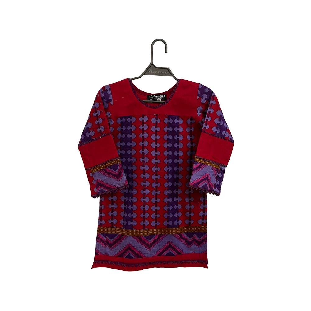 Dark Red Color Ready to Wear Girl Dress