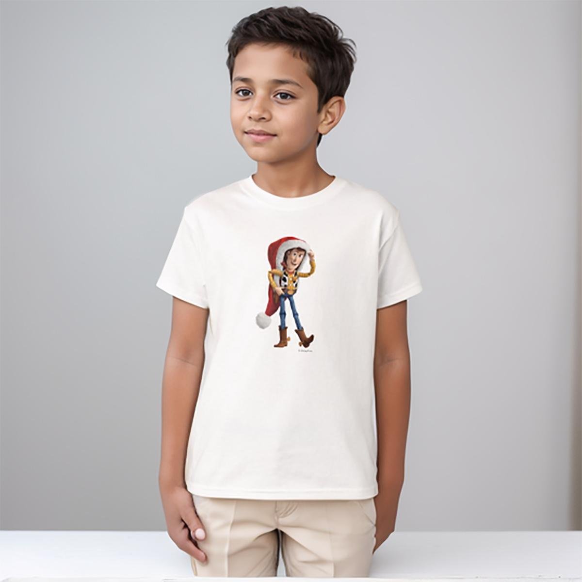 Woody In Santa Hat Printed T-Shirt For Kids