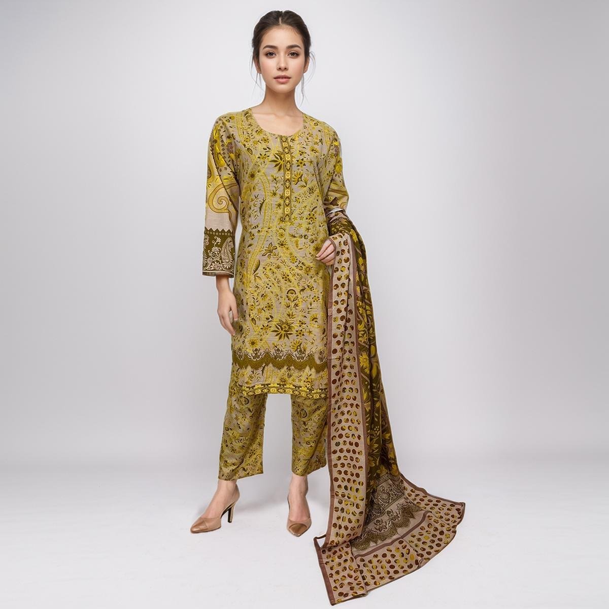 Coral Reaf Color Printed Khaddar 3pc Stitch Suit