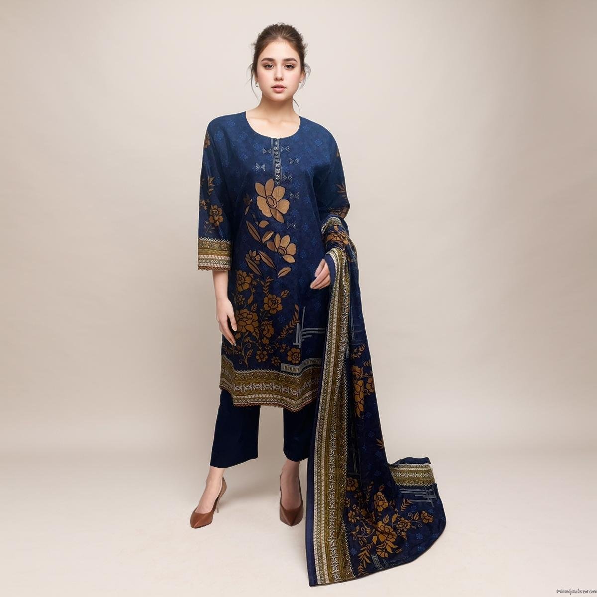Tealish blue Pakistani dhanak suits