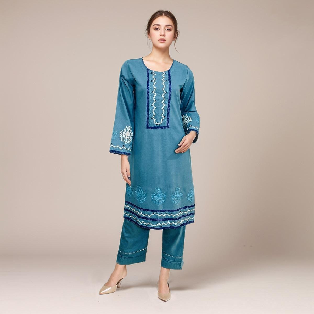 Dull Blue Color Kurti Design for Women
