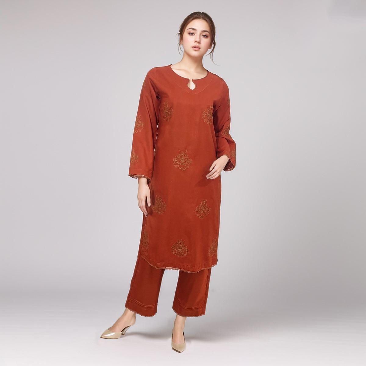 Women’s Brownish Red Color Kurti Design