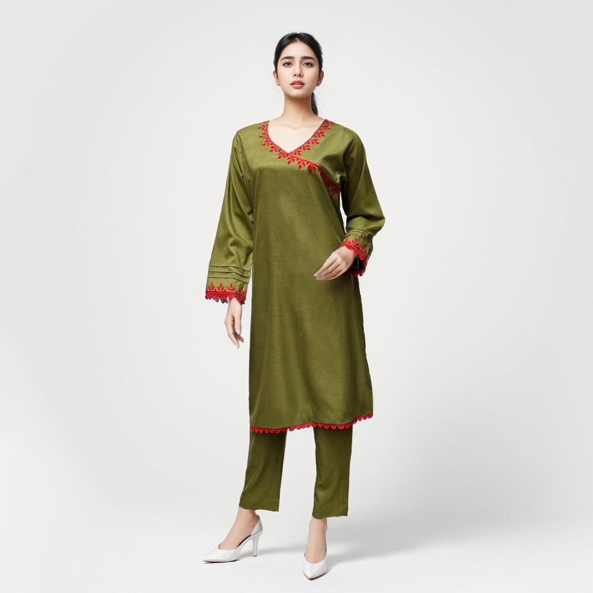 plain Green kurti