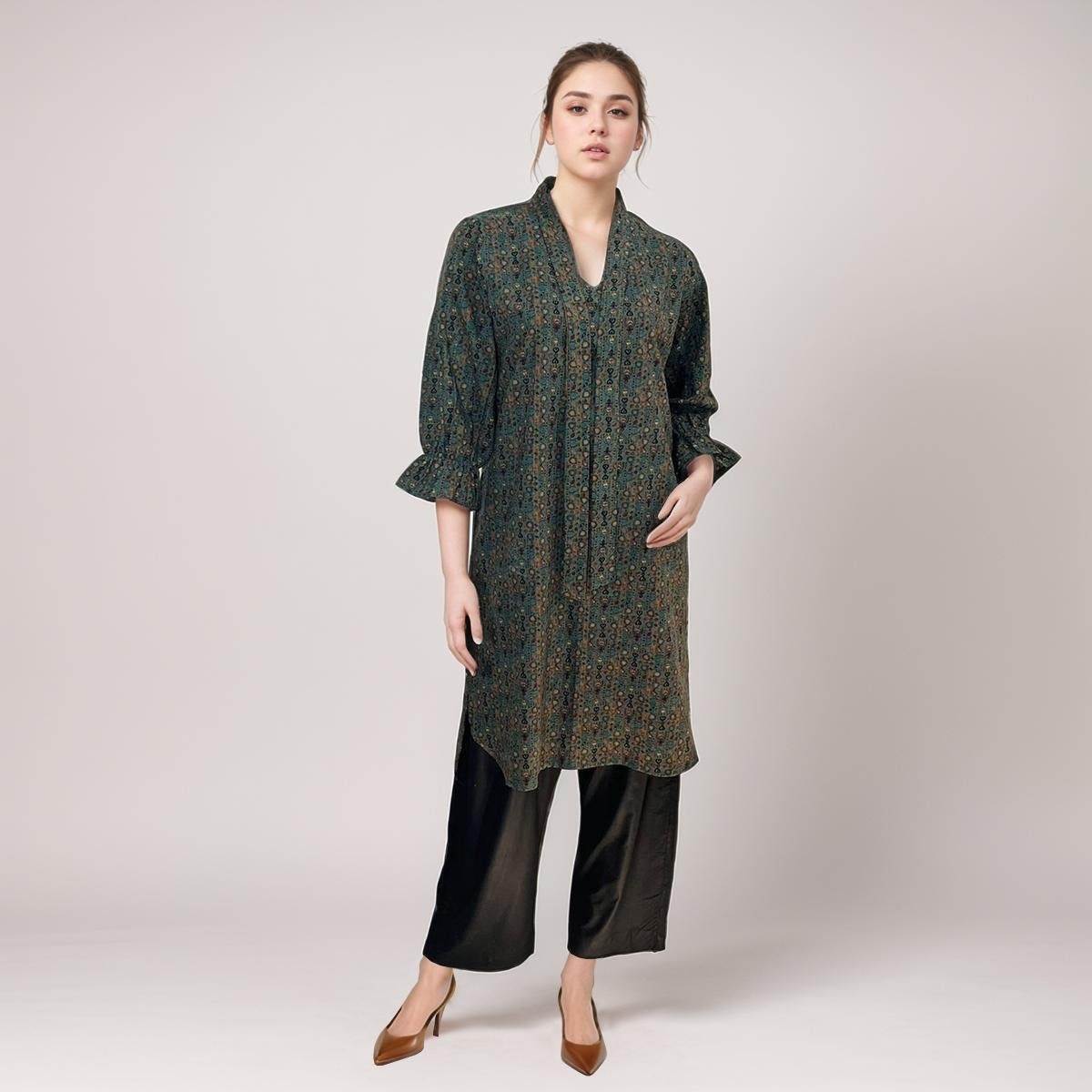 Mineral Green Color Women’s Pakistani Linen Kurti