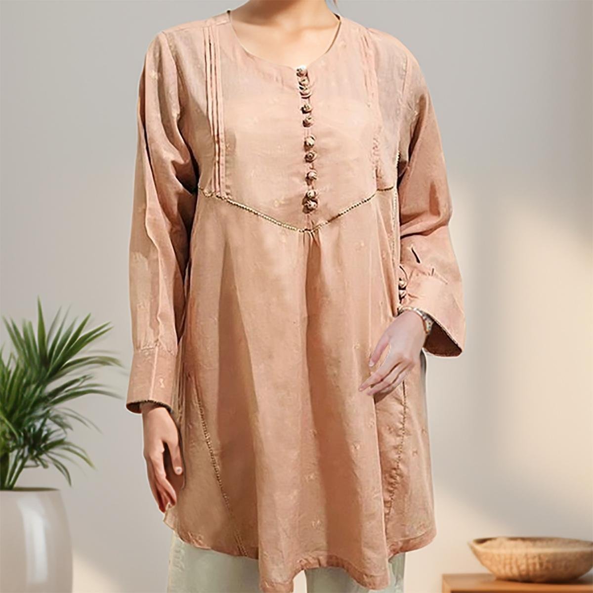 Peach puff Women’s Pakistani Linen Kurtis
