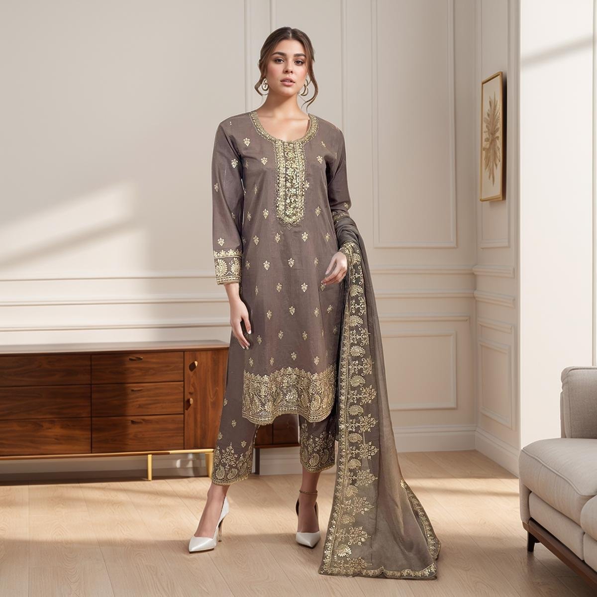 Sand Dune Linen 3Pc suit Pakistani