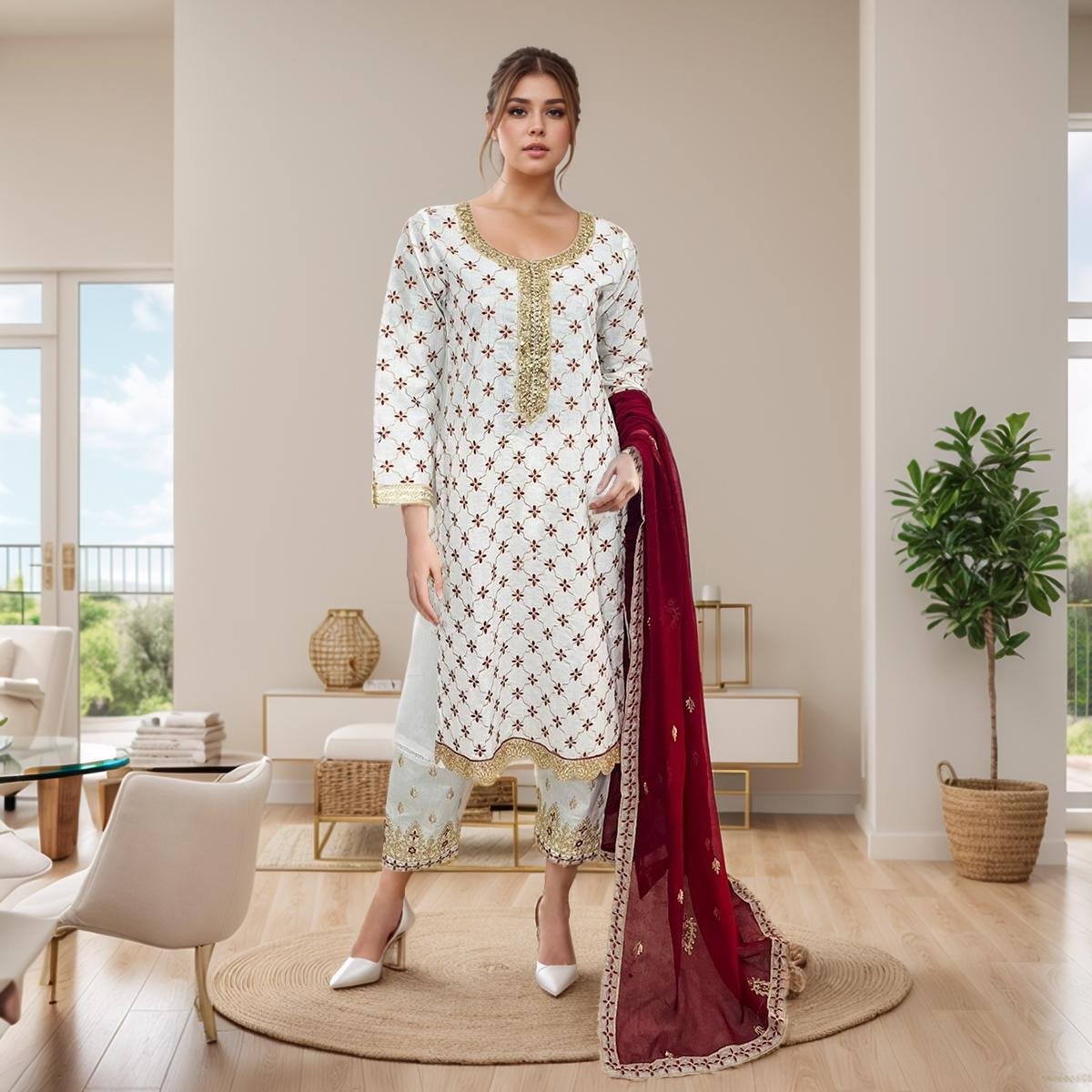 White Rock pakistani linen suits online