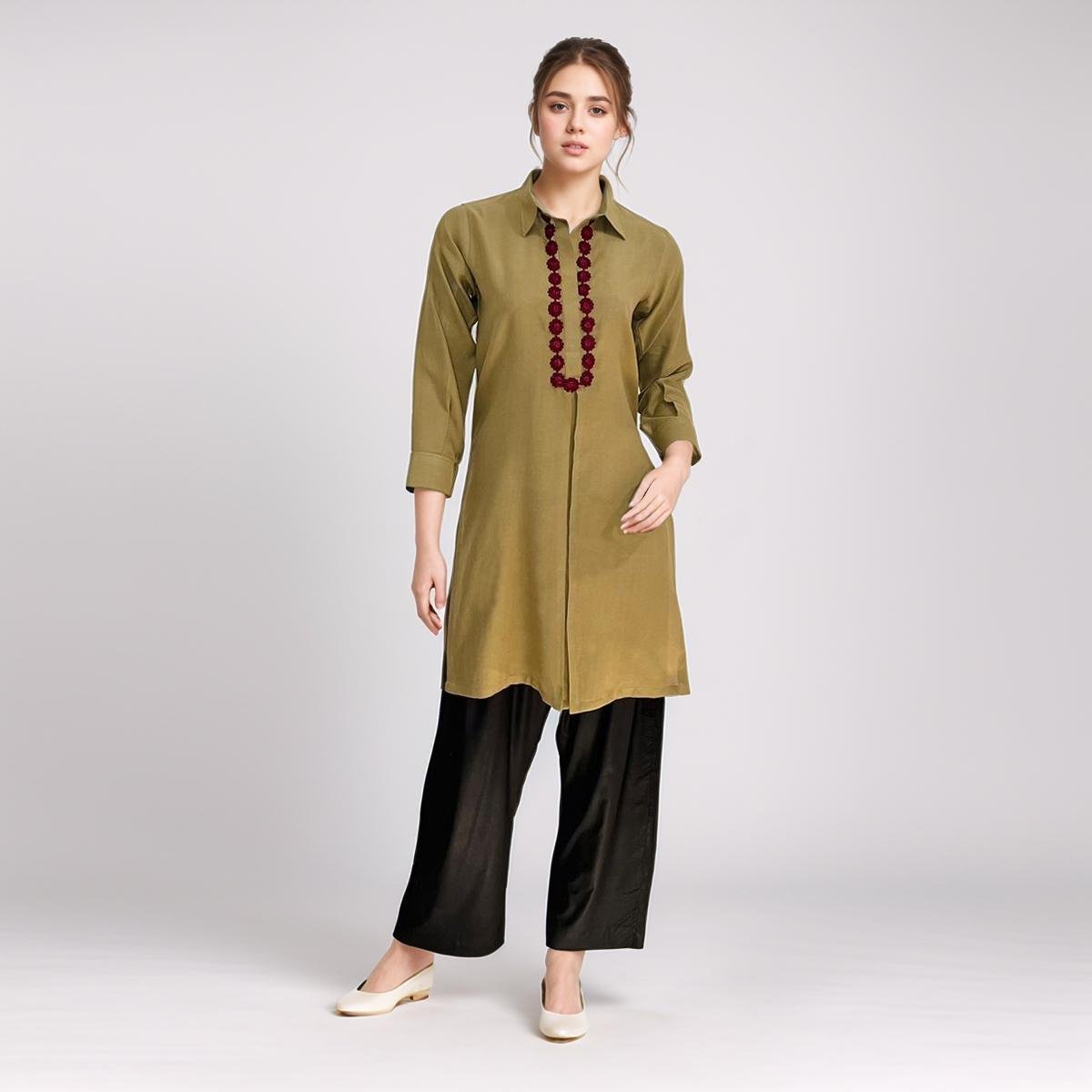 Mustard Color Women’s Pakistani Linen Kurti
