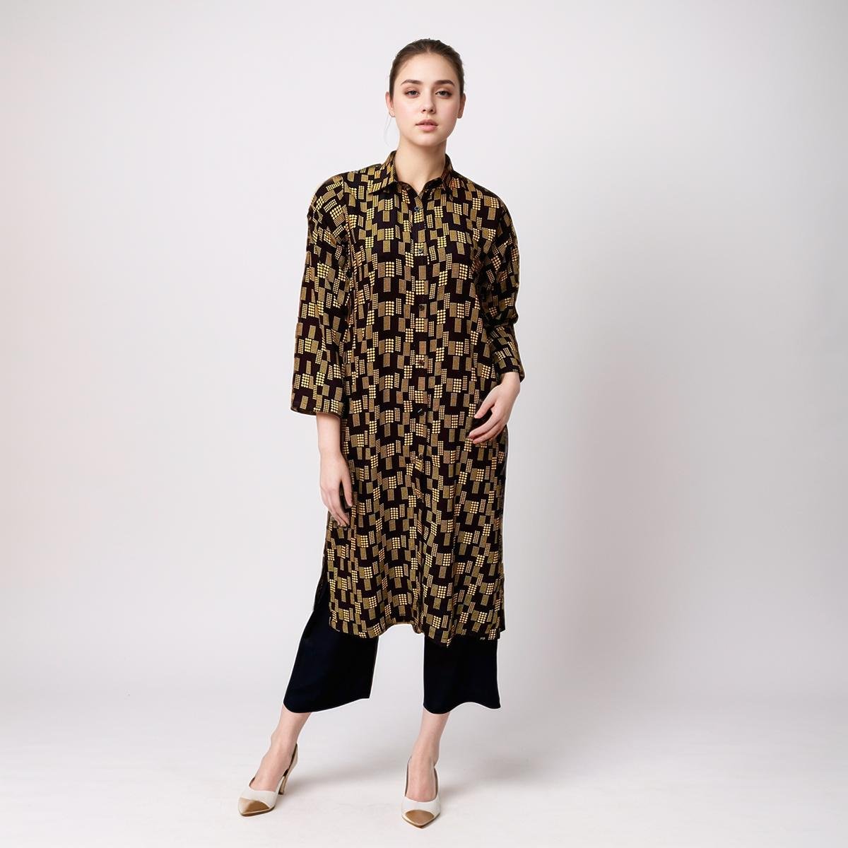 Black Bronze Color Ladies Print Co-Ord Set