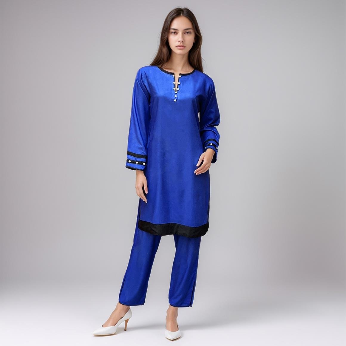 Sapphire Blue Linen Designer Co-Ord Set