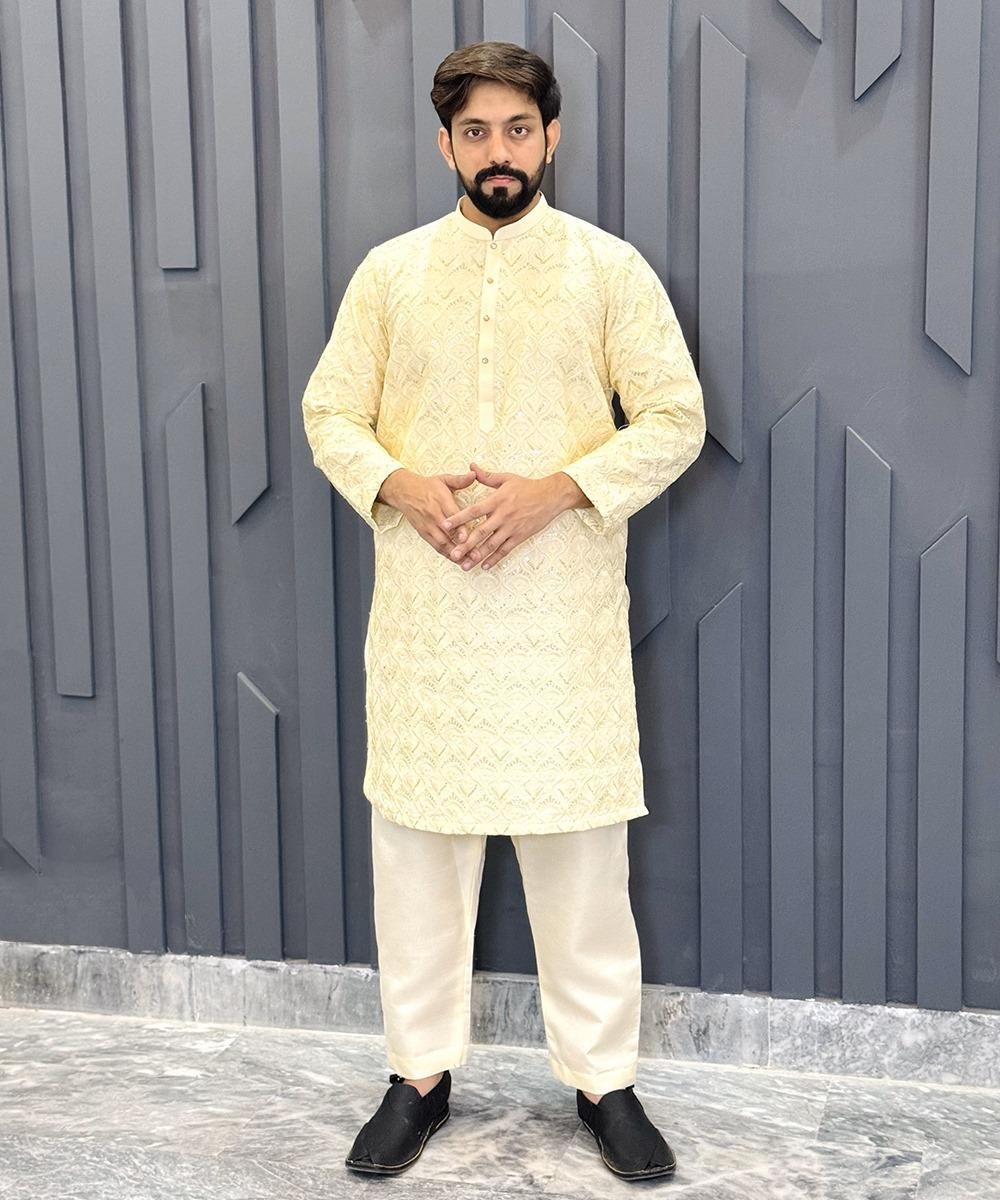 Barley White Kurta Pajama For Wedding In Pakistan