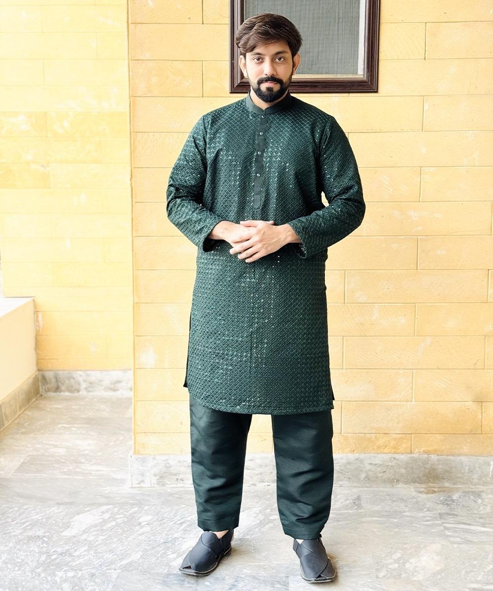 Dark Green Kurta Pajama For Wedding
