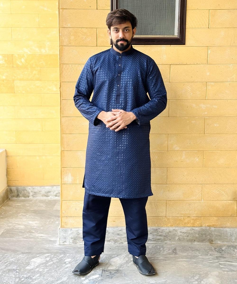 Embroidered Zink Kurta Pajama For Wedding In Pakistan