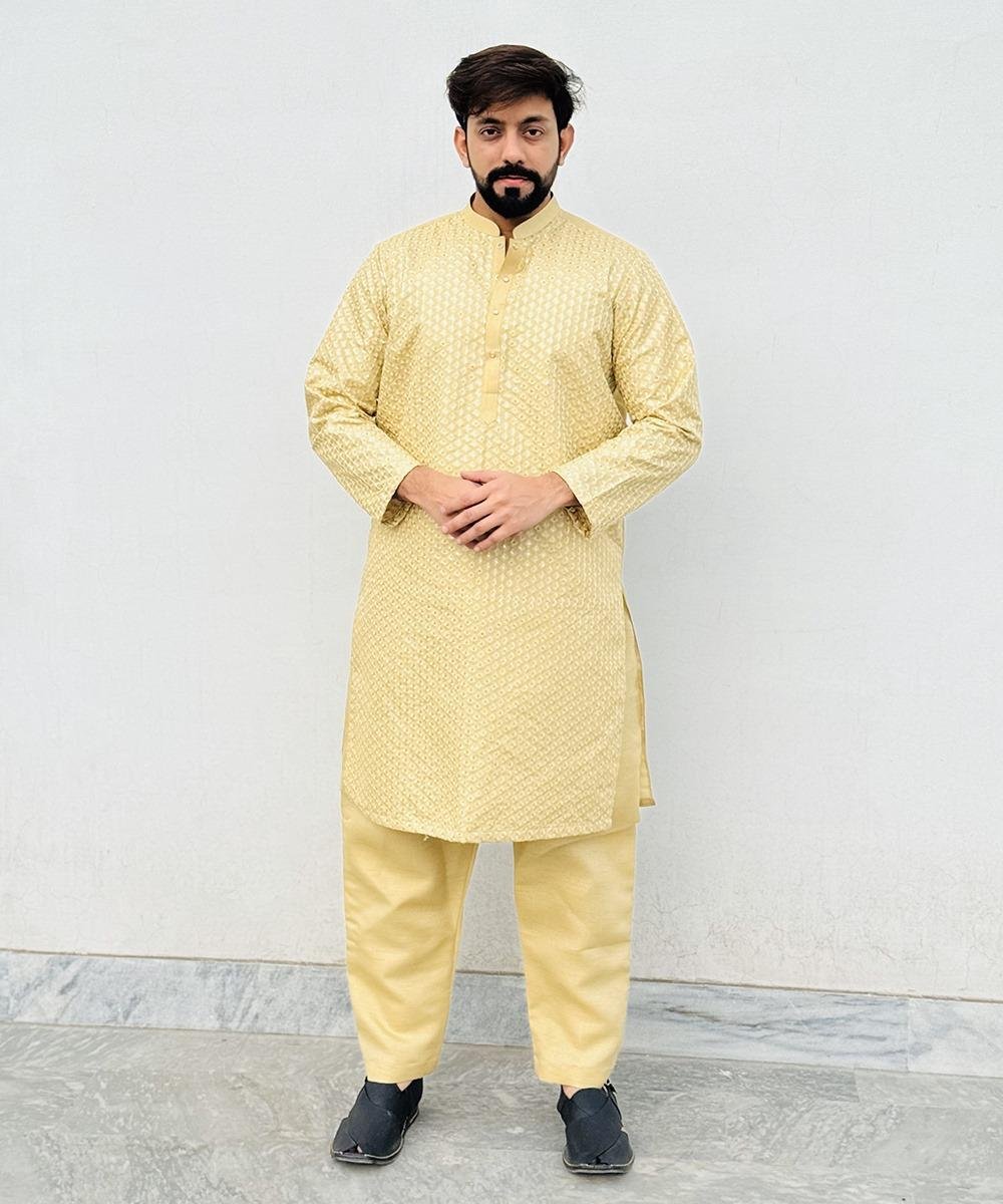 Light Peach Kurta Pajama For Wedding Party