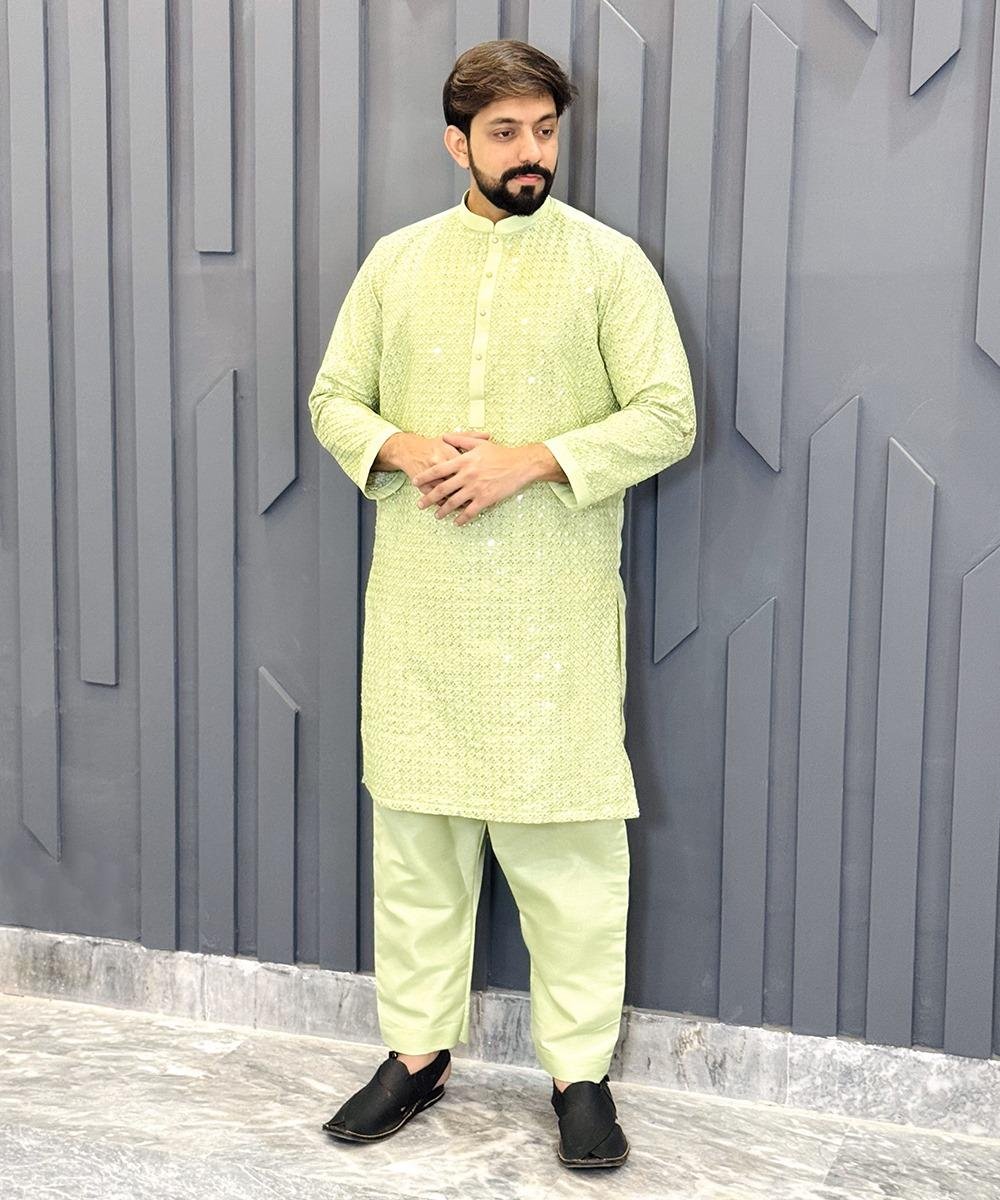 Light Green Kurta Pajama For Wedding Party