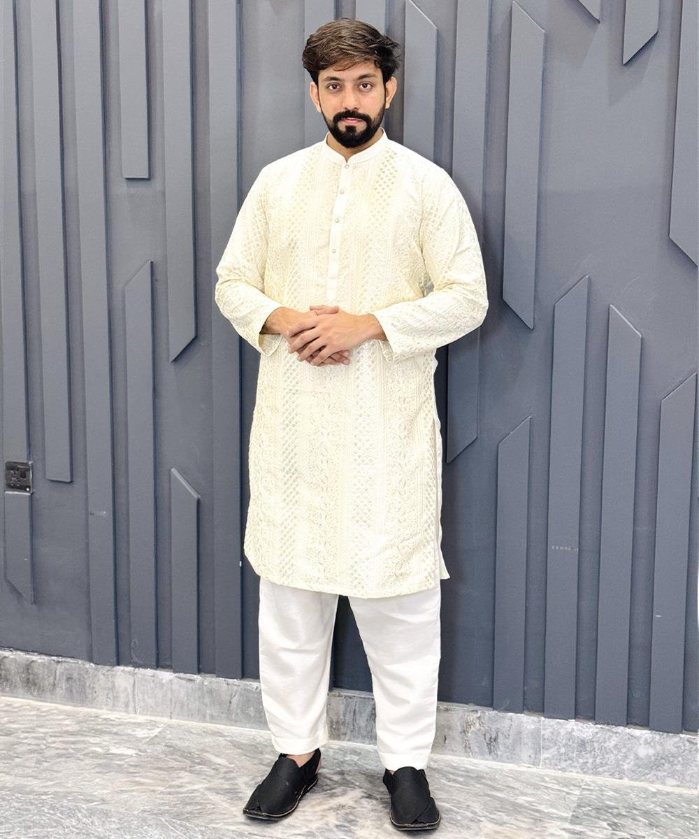 Off-White Kurta Pajama For Wedding