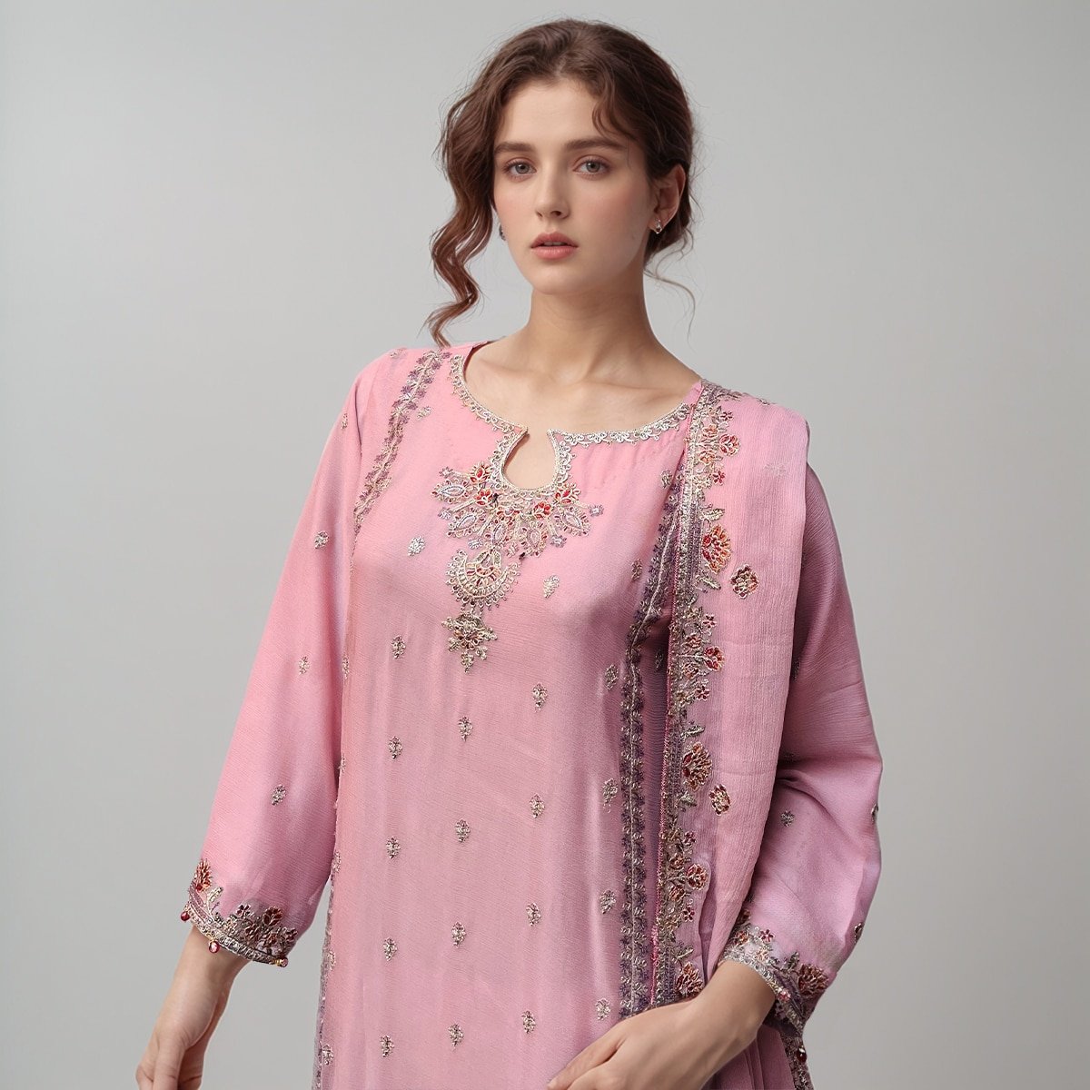 Baby Pink Chiffon suits pakistan