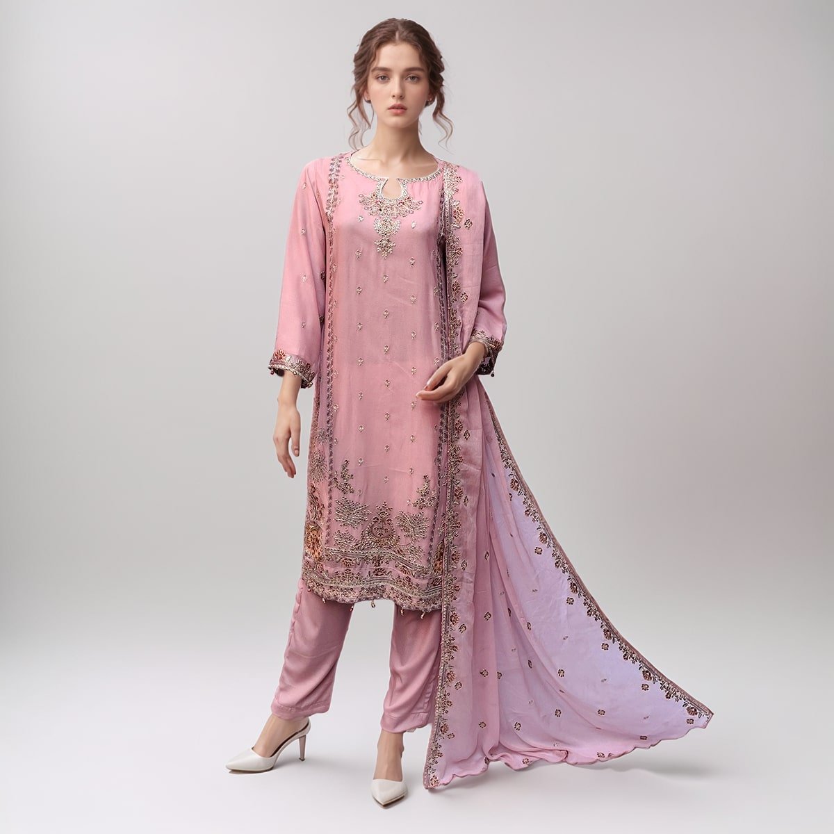 Baby Pink Chiffon suits pakistan